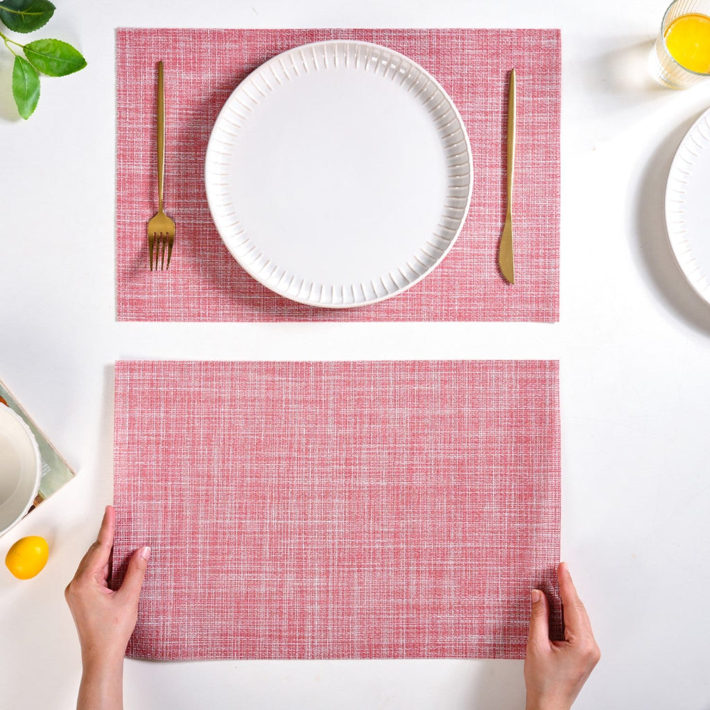 Crosshatch Red Placemat Set Of 6