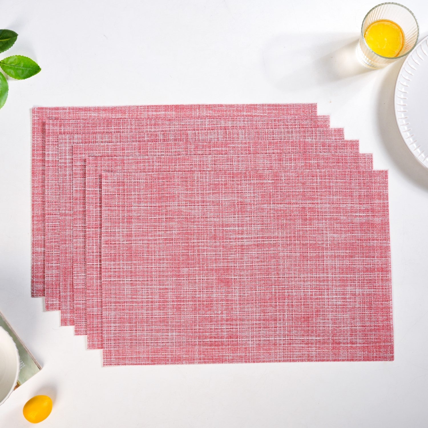 Crosshatch Red Placemat Set Of 6