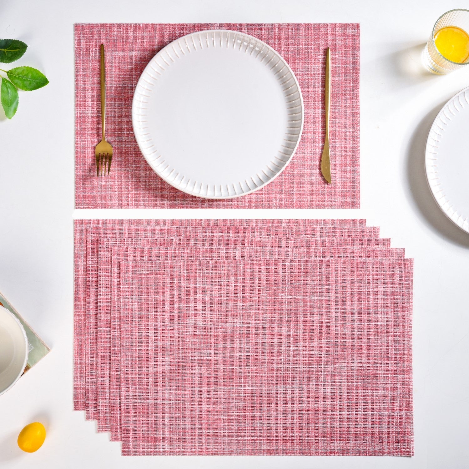 Crosshatch Red Placemat Set Of 6