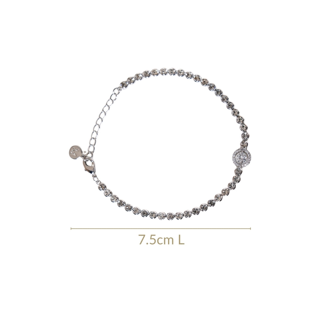 Crowned Charm Silver Chain Bracelet
