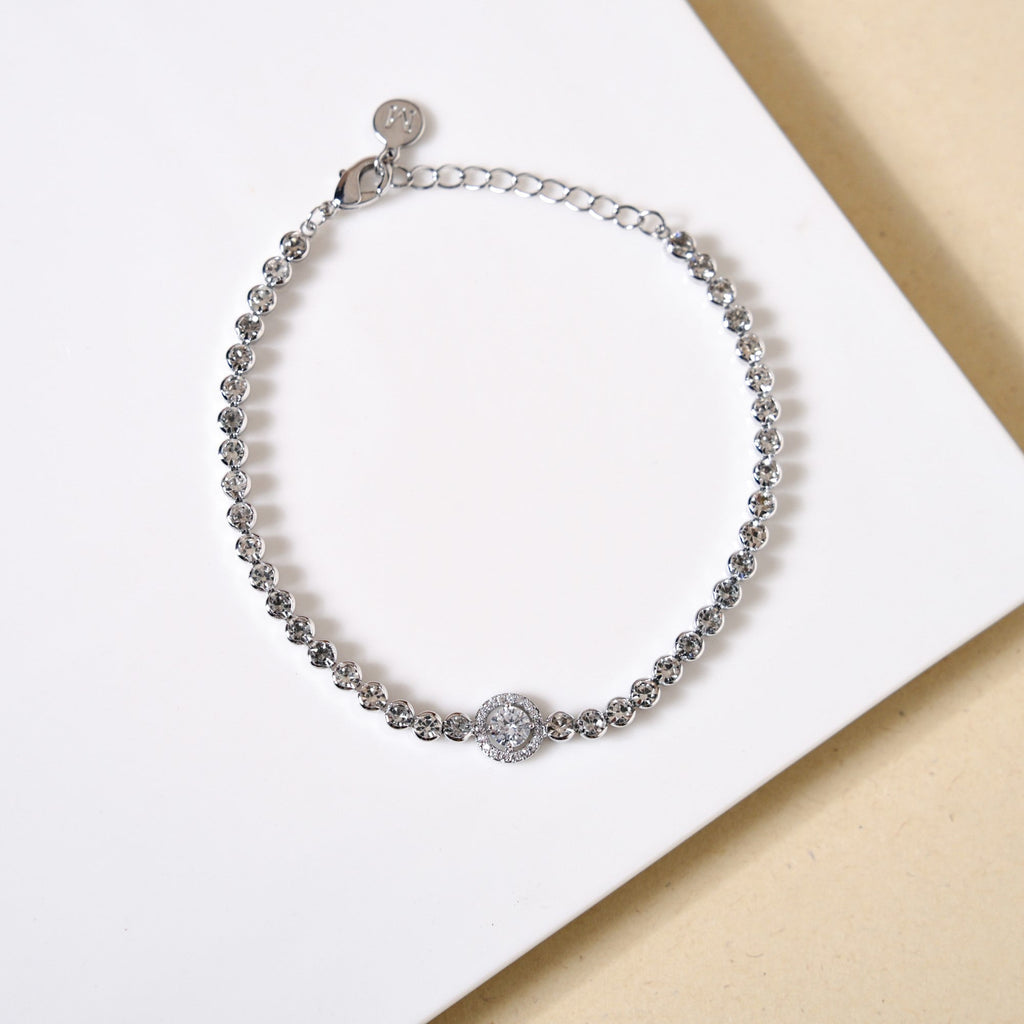 Crowned Charm Silver Chain Bracelet