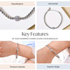 Crowned Charm Silver Chain Bracelet