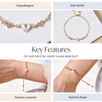 Crystal Heart Chain Bracelet