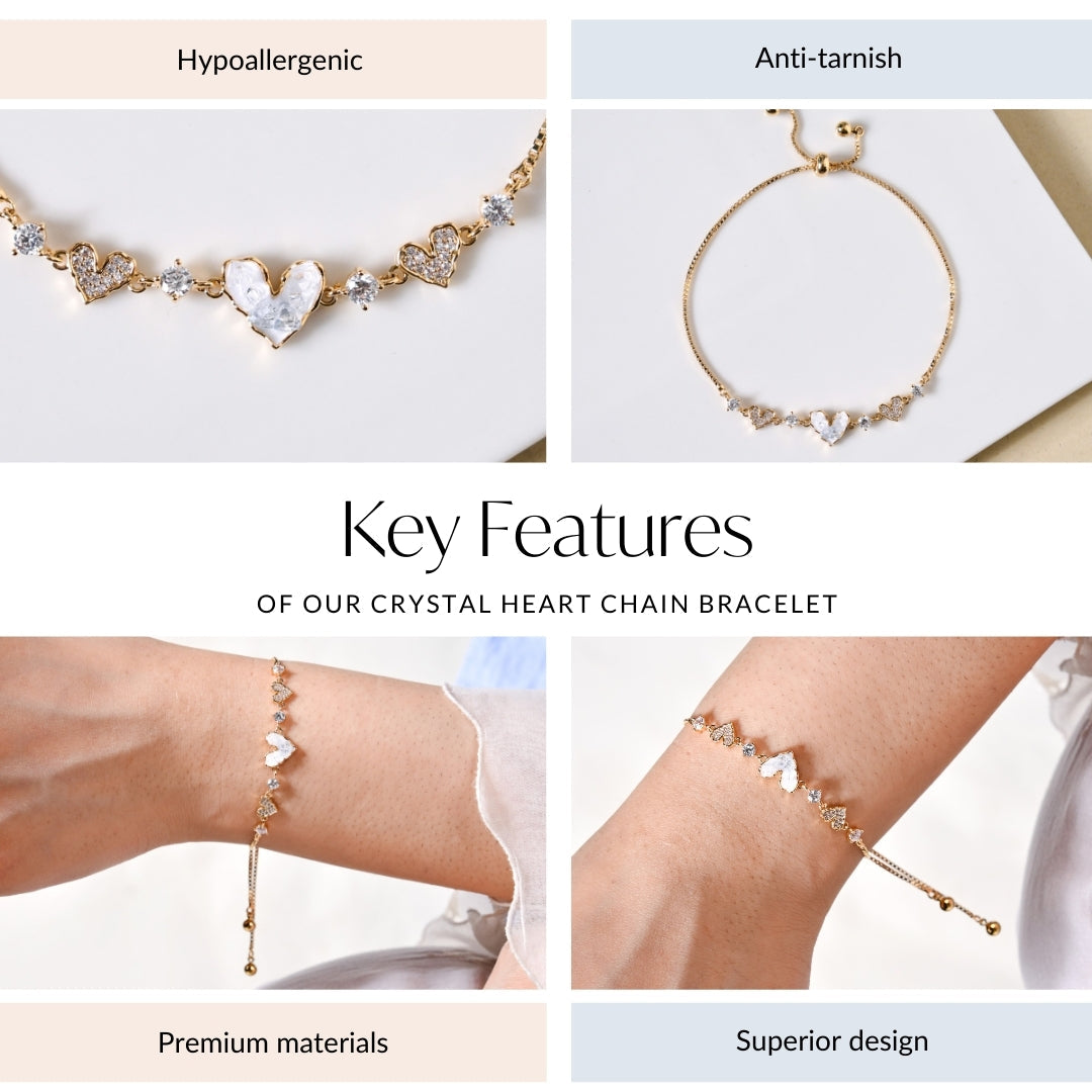 Crystal Heart Chain Bracelet