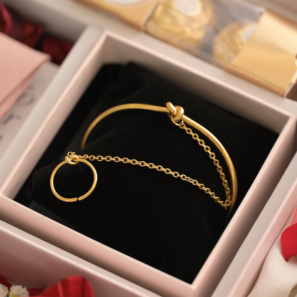 Cuff Bracelet with Ring Diwali Gift Box