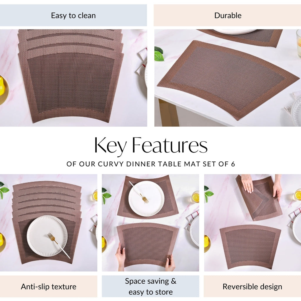 Curvy Dinner Table Mat Set Of 6