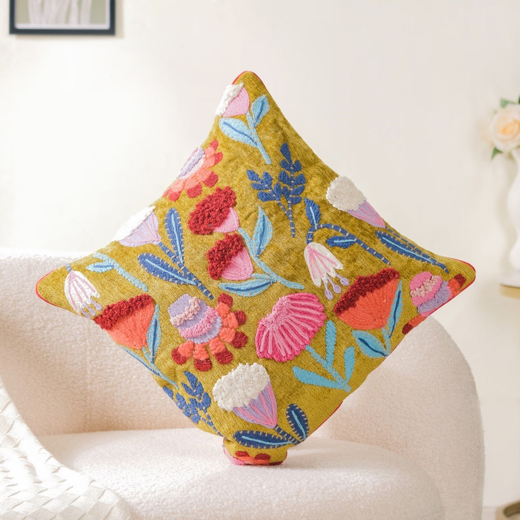 Decorative Tufted Springtime Cushion Cover 16x16 Inch
