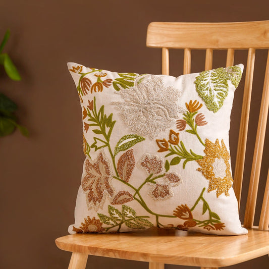 Fall Garden Embroidered Cushion Cover 40x40 cm