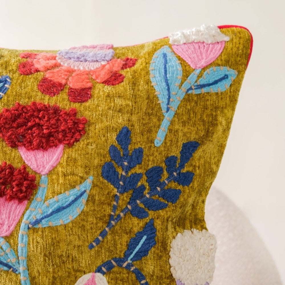 Decorative Tufted Springtime Cushion Cover 16x16 Inch