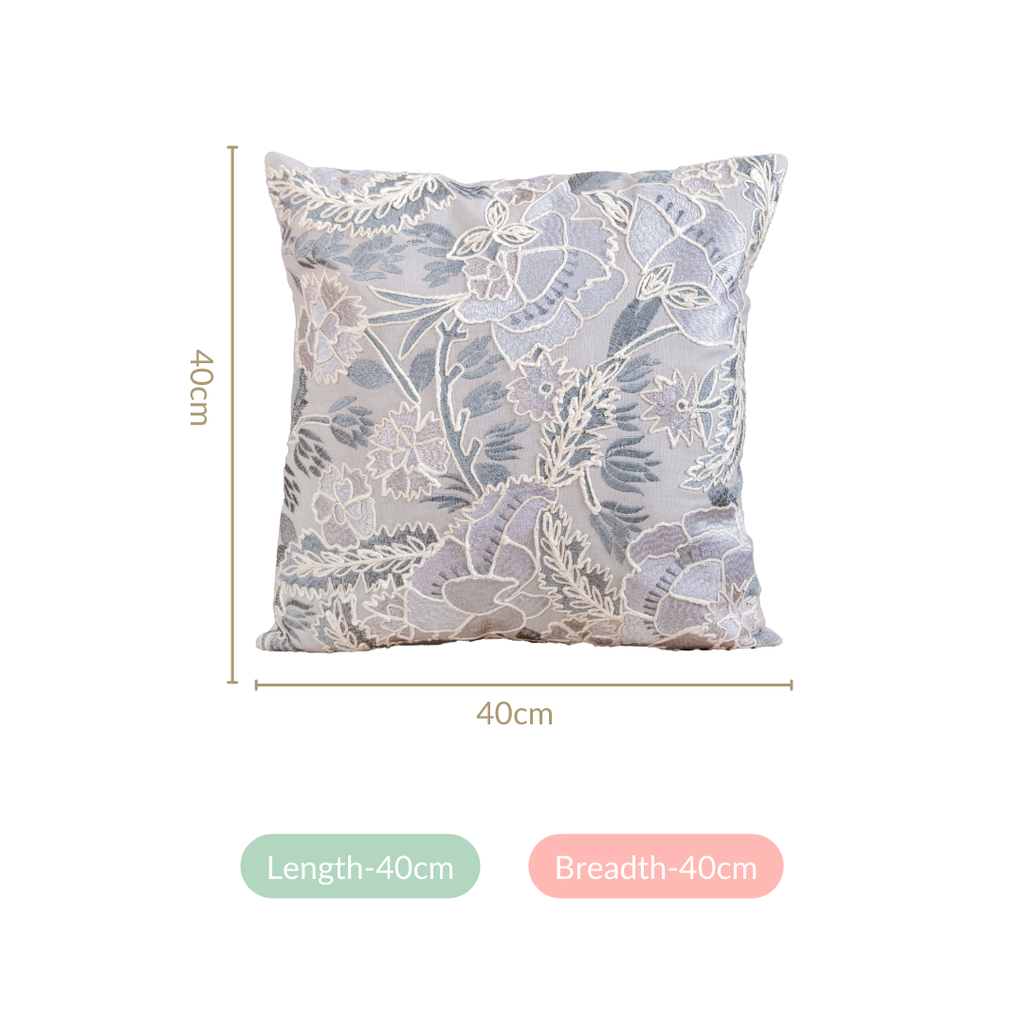 Cool Breeze Embroidered Floral Cushion Cover 40x40 cm