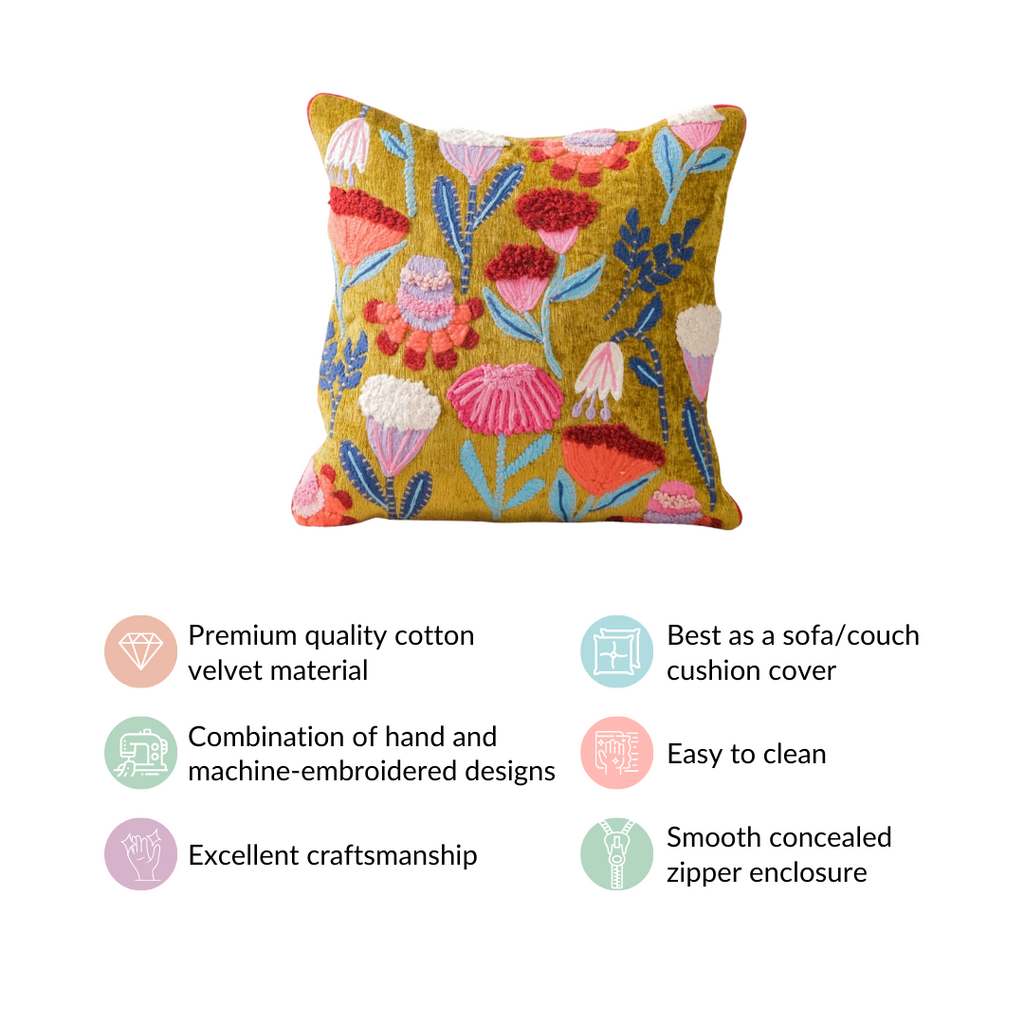 Decorative Tufted Springtime Cushion Cover 16x16 Inch