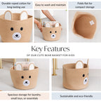 Brown Bear Basket For Kids Room 19cm