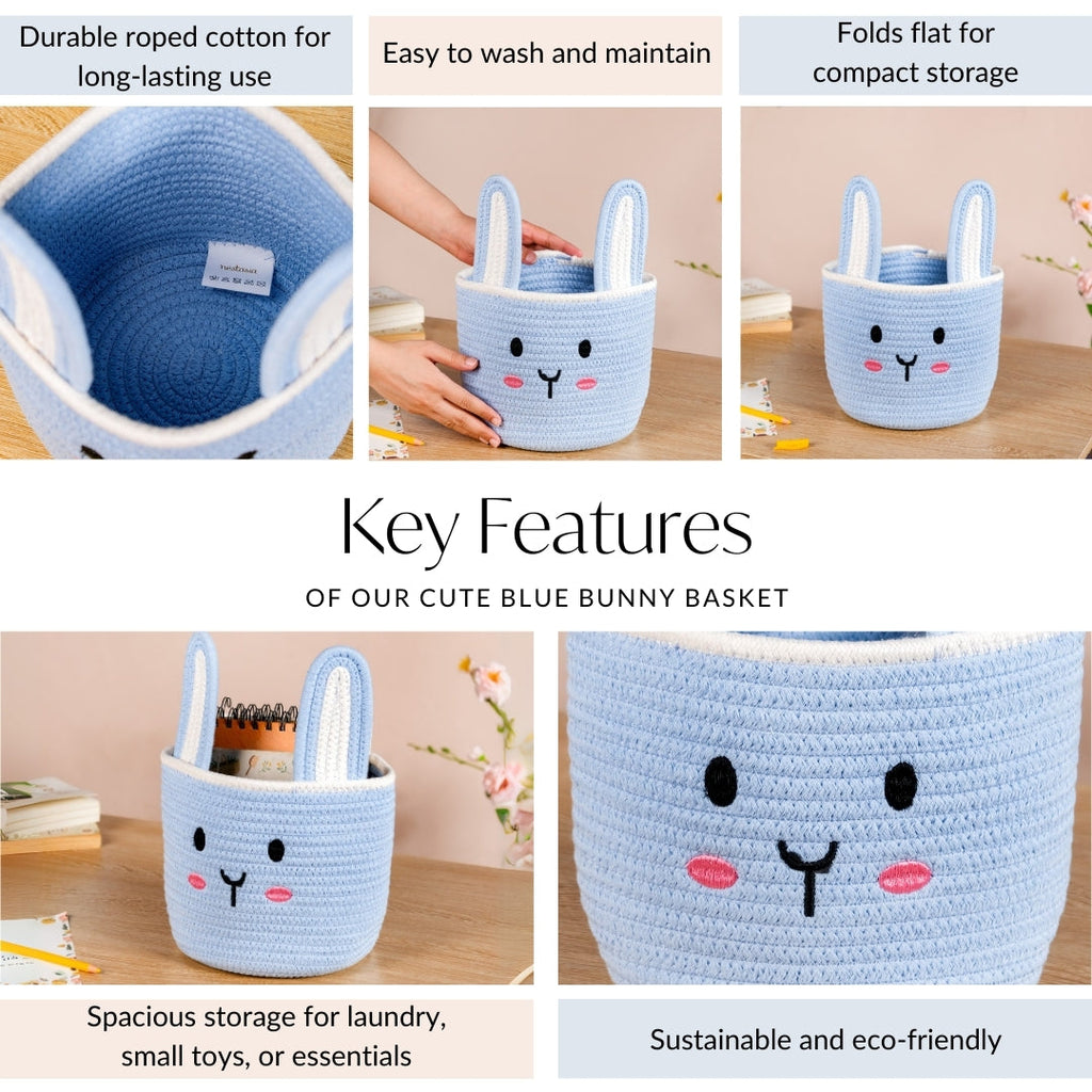 Blue Bunny Cotton Basket 17cm