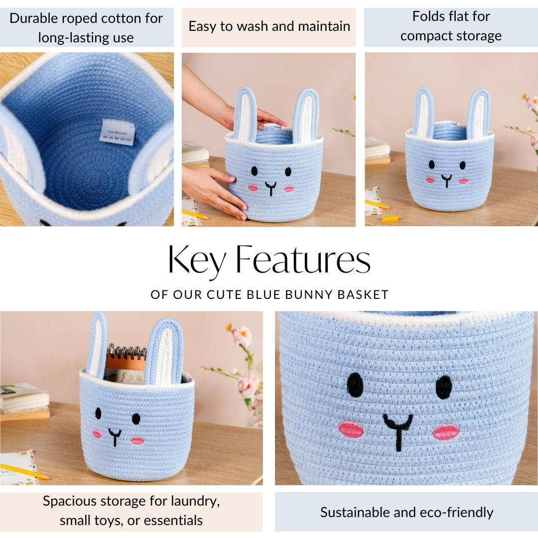 Blue Bunny Cotton Basket 17cm