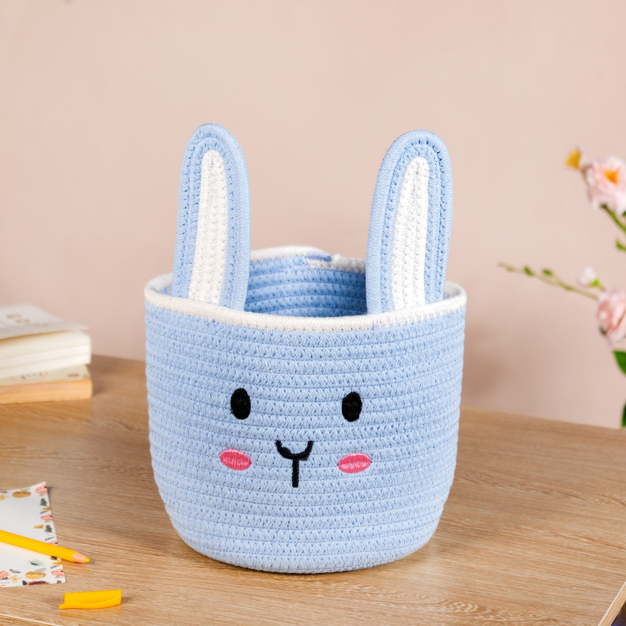 Blue Bunny Cotton Basket 17cm