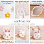 Flower Basket With Pink Handles 19cm