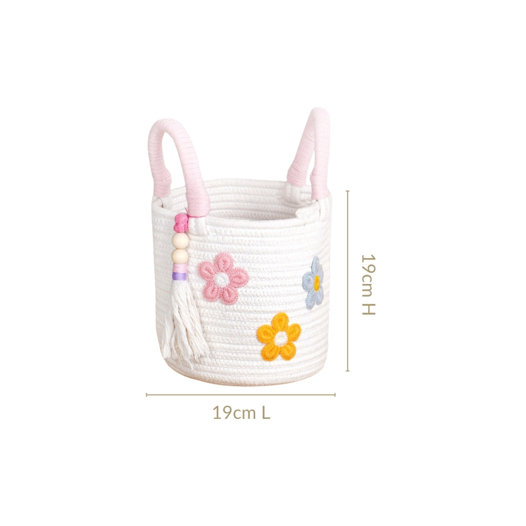 Flower Basket With Pink Handles 19cm