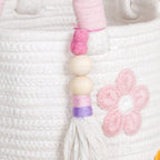 Flower Basket With Pink Handles 19cm