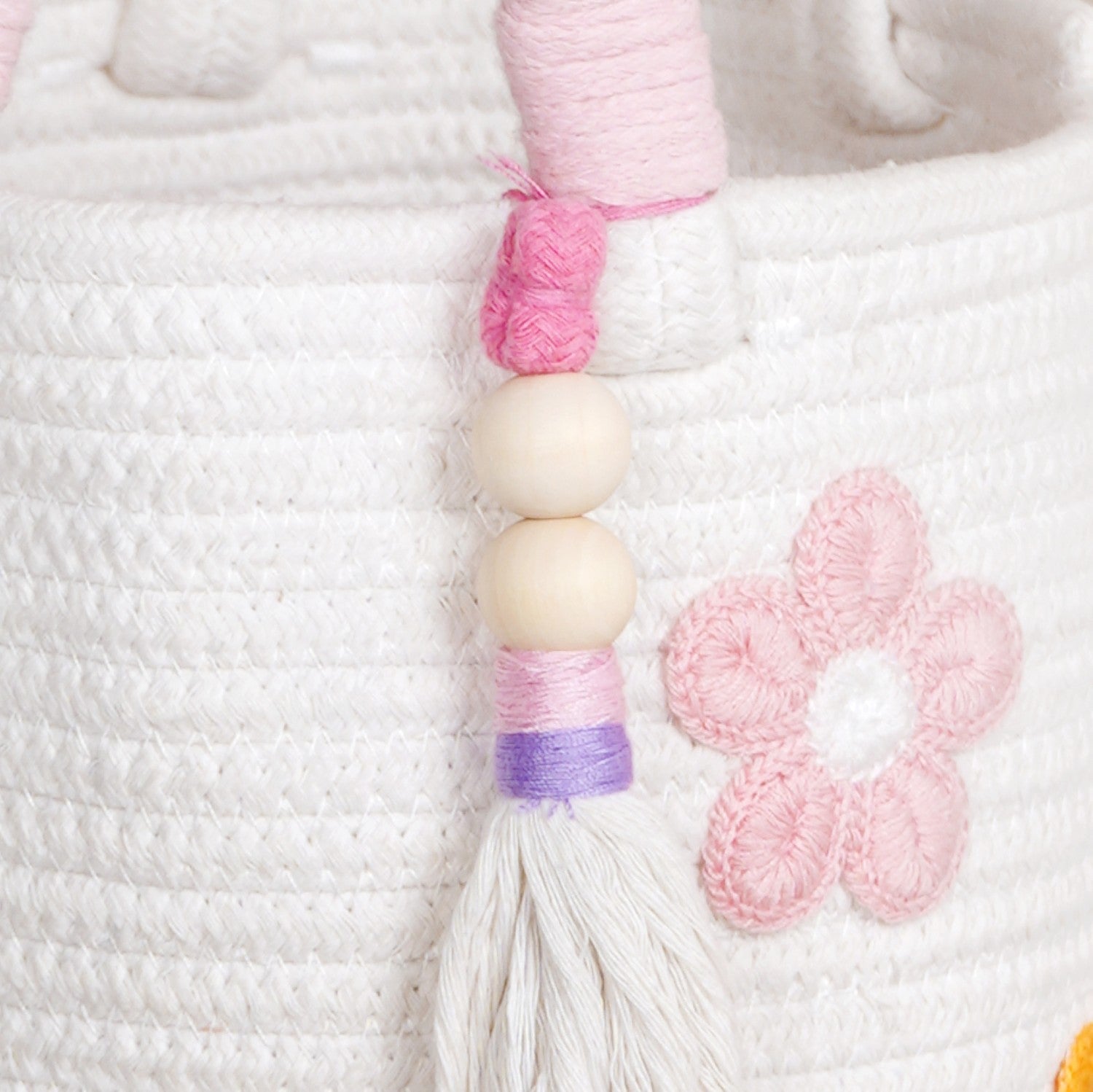 Flower Basket With Pink Handles 19cm