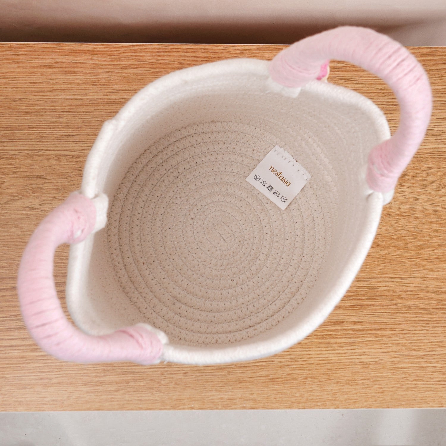 Flower Basket With Pink Handles 19cm