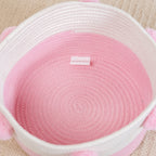 Pink And Mint Pom Pom Basket Set Of 2 18cm