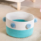 Pink And Mint Pom Pom Basket Set Of 2 18cm