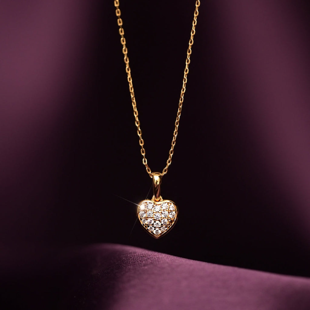 Cute Heart Diamond Necklace | 18k Gold Vermeil