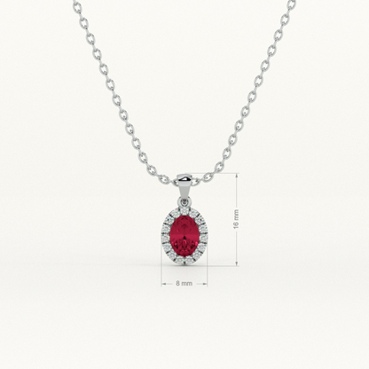 Oval Ruby Glow 925 Sterling Silver Necklace