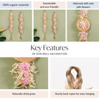 Organic Dried Grass Wall Hanging Light Pink Set Of 2