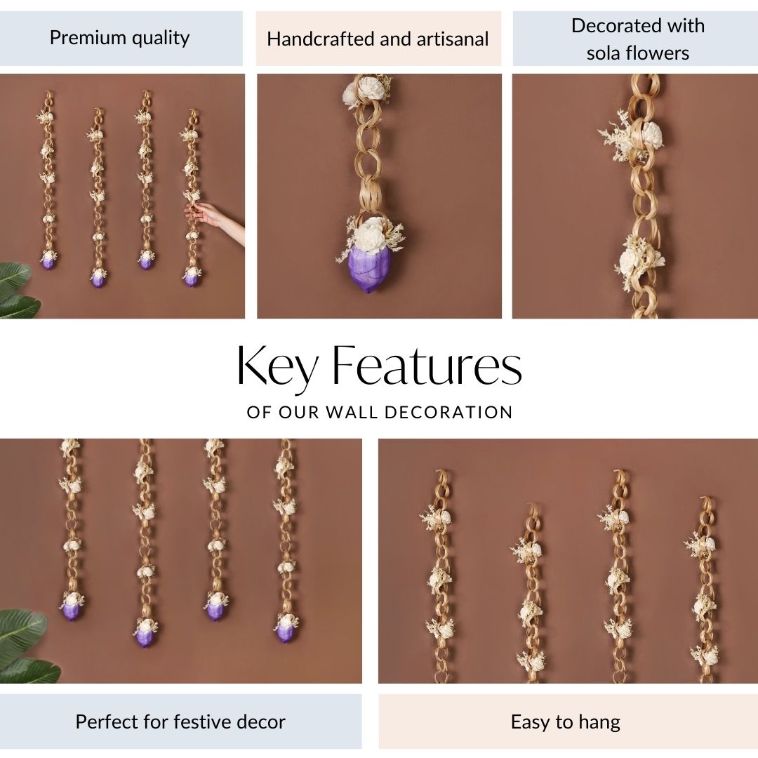 Ecofriendly Flower Wall Hanging Set Of 4