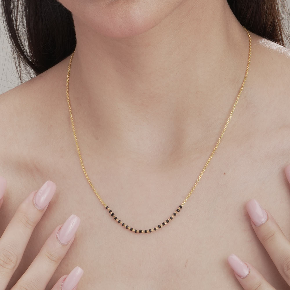 Simple Gold Black Beads Mangalsutra