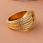 Crystal Embellished Gold Statement Ring