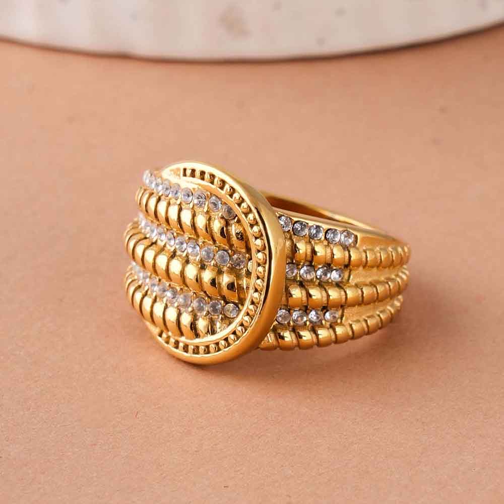 Crystal Embellished Gold Statement Ring