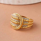 Crystal Embellished Gold Statement Ring