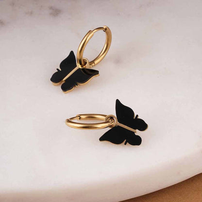 Midnight Butterfly Hoop Earrings