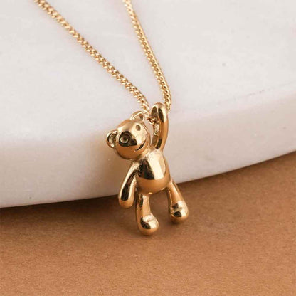 Gold Teddy Bear Pendant Necklace