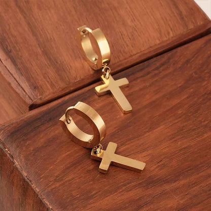 Faithful Cross Drop Earrings