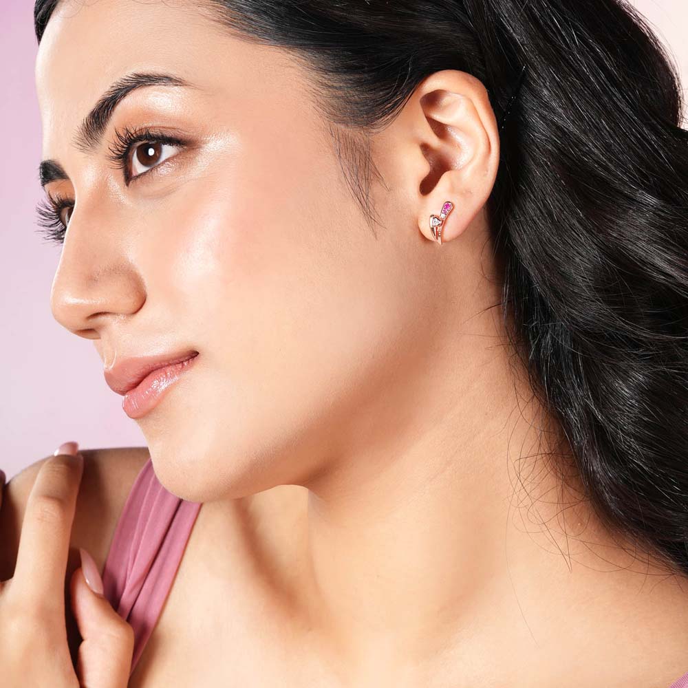 Bladerose Spark 925 Sterling Silver Rose Gold Studs