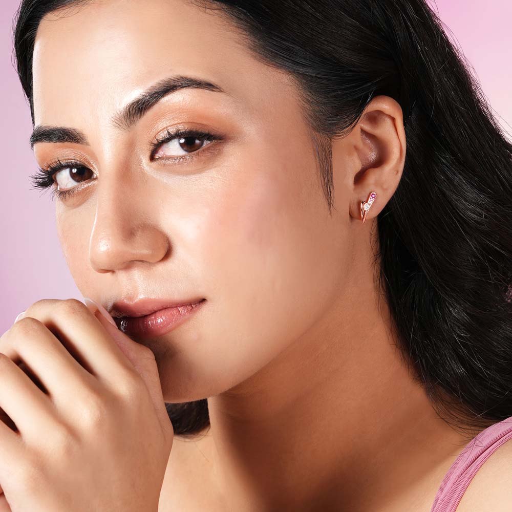 Bladerose Spark 925 Sterling Silver Rose Gold Studs