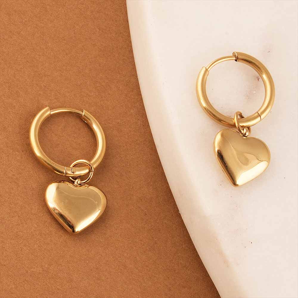 Classic Golden Heart Hoops