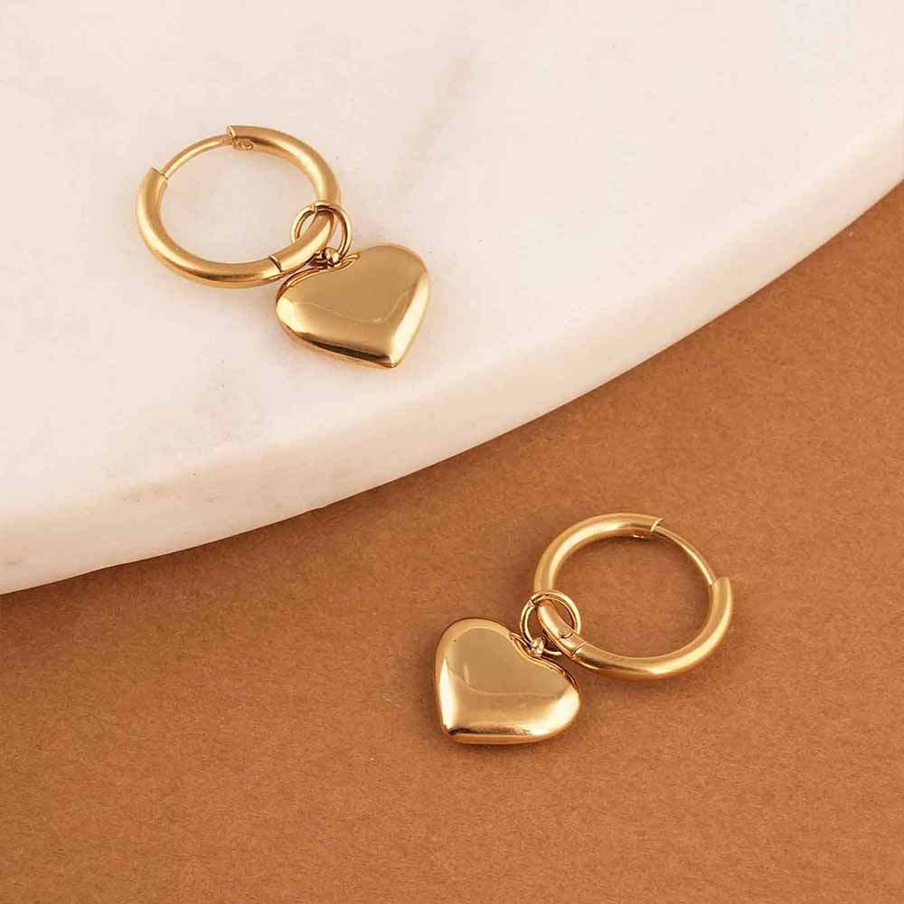 Classic Golden Heart Hoops