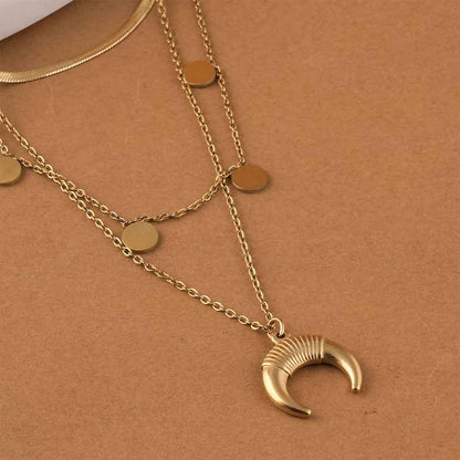 Moon & Disc Stack Necklace