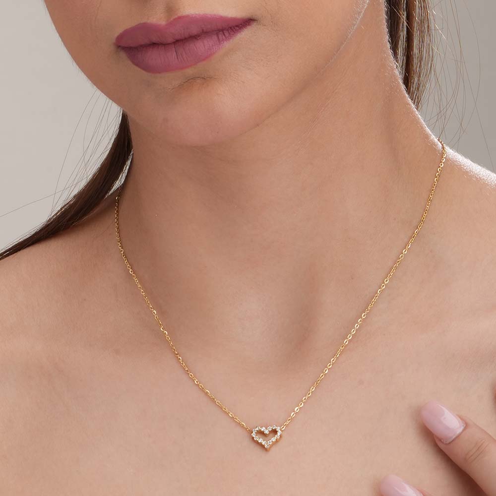 Crystal Adorned Love Necklace | Gold