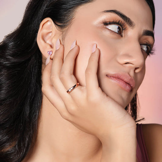 Stone of Heart Rose Gold 925 Silver Ring