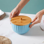 Bliss Blue Scalloped Pot With Lid 8 Inch