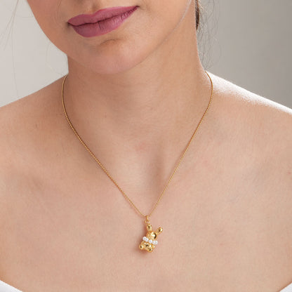 Gold Bunny Necklace With Pearls