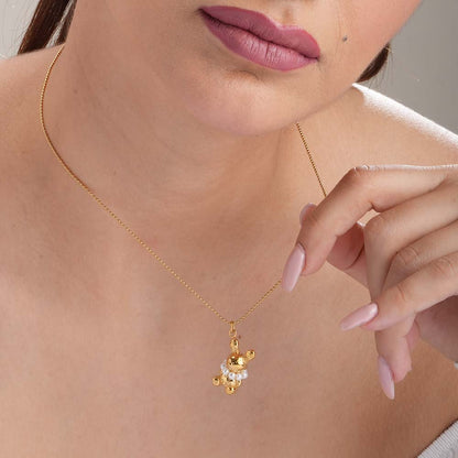 Gold Bunny Necklace With Pearls