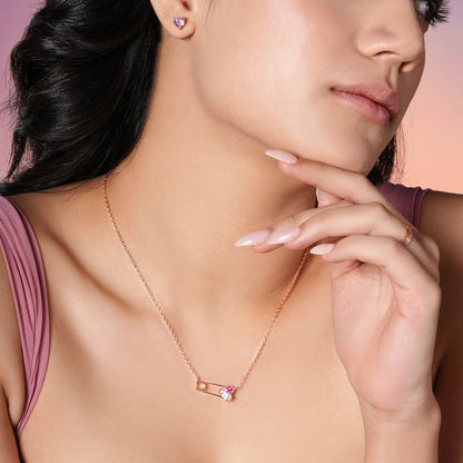 Pinned with Love 925 Silver Rose Gold Necklace
