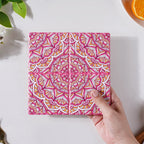 Moroccan Art Square Ceramic Tiled Trivet Pink