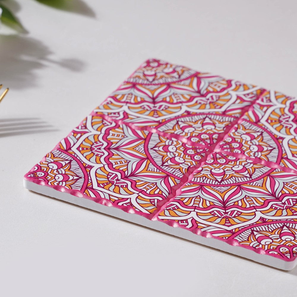Moroccan Art Square Ceramic Tiled Trivet Pink